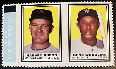 #ad 1962 Topps Stamp Panels Harvey Kuenn Gene Woodling ORIGINAL OWNER Very Low POP $27.00