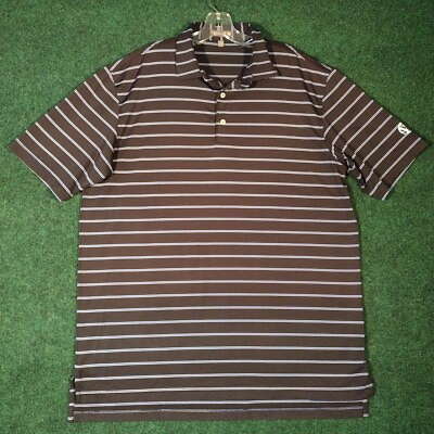 #ad PETER MILLAR Summer Comfort Large L Golf Polo Ralph Black Stripe Shirt Polyester $24.99