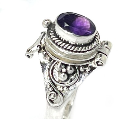 #ad New 925 Sterling Silver Poison Ring with a Amethyst 5x7 mm Gemstone. $25.49