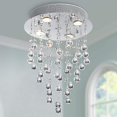 #ad Modern Crystal Round Raindrop Chandelier Lighting Flush Mount LED Ceiling Lig... $98.95