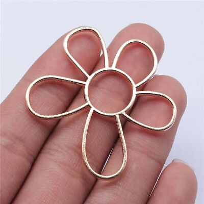 #ad Big Hollow Flower Charms Silver Gold Color Pendant Earring Making Pendants 4Pcs $9.42