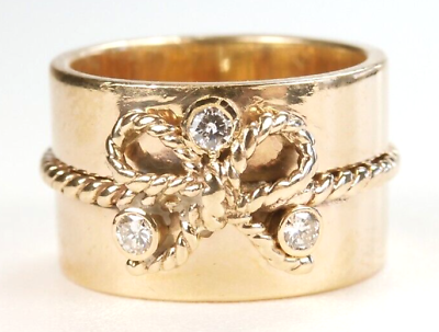 #ad Estate Haus Diamond Engagement Wedding Band 14KY Ring Size 4.5 UK I EGL USA $1450.00