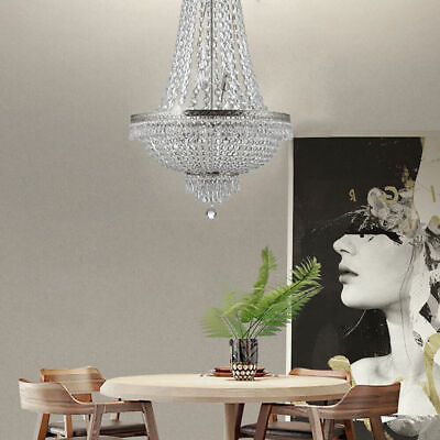 #ad French Empire Crystal Chandelier Antique Ceiling Lighting Pendant Lamp Silver US $133.00