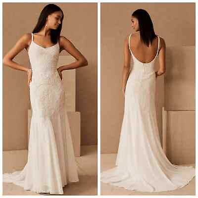#ad BHLDN Anthropologie White Beaded Belinda Wedding Dress Gown 8 $398.00