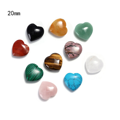 #ad 20PCS 20mm Crystal Quartz Stone Heart Shaped Healing Love Gemstone Mixed Color $11.65