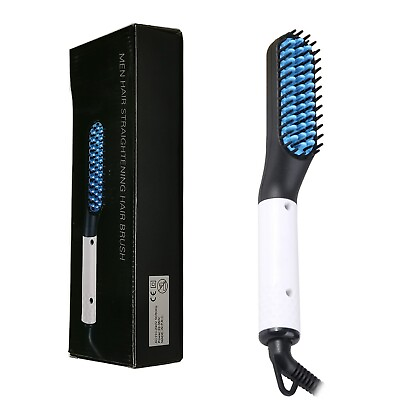 #ad Hair Straightener Men Multifunctional Brush Beard Comb Curling Electric Gift New $21.11