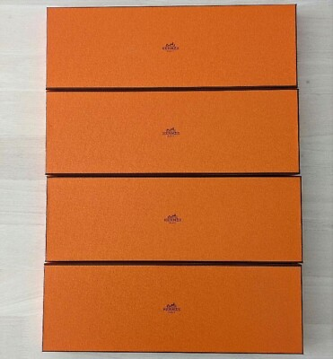 #ad Hermes Paris Empty Boxes for Tie set of 4 Genuine Gift Box Orange 37.5×13cm $99.99