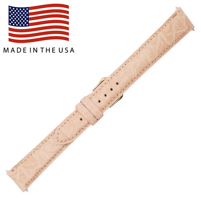 #ad 18mm Pink Matte Genuine American Alligator LONG Watch Strap MADE IN USA 4658 $34.95