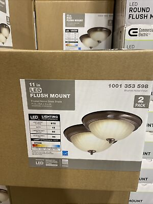#ad Commercial Electric 11quot; LED Ceiling Flush Mount 2 Pack Brushed Nickel Light $19.99