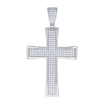 #ad Sterling Silver Cubic Zirconia Cross Religious Charm Pendant Gift for Mens $135.30