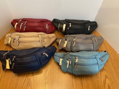 #ad 6 COLORS Roma Leathers FANNY PACK COWHIDE LEATHER SILVER ZIPPER PULLS $16.00