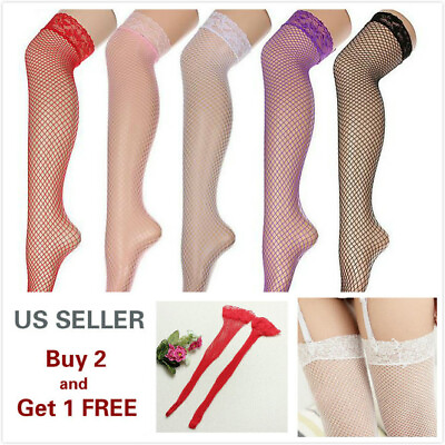 #ad Lace Topped Thigh High Hot Sexy Ultrathin Sheer Fishnet Stockings Hold $4.59