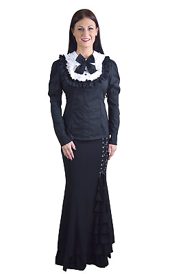 #ad #ad Restyle Lolita Goth Black White Kawaii Maid Puff Long Sleeves Ruffle Blouse $35.95