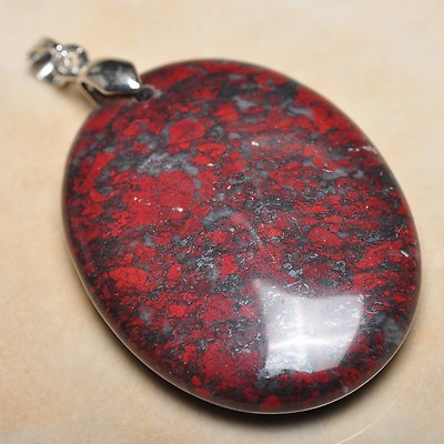 #ad Extremely Red Natural Bloodstone 925 Sterling Silver Clasp 2quot; Pendant #P12144 $12.74