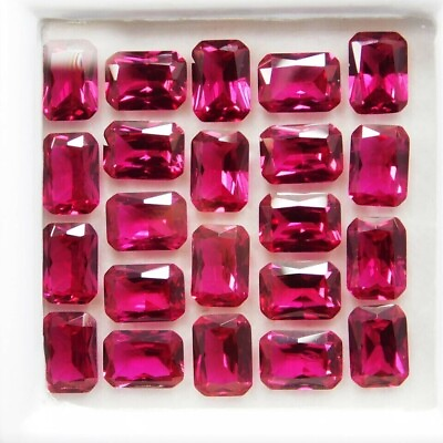 #ad 9 PCS Natural Red Ruby Loose Gemstone Certified Emerald Shape Lot $7.61