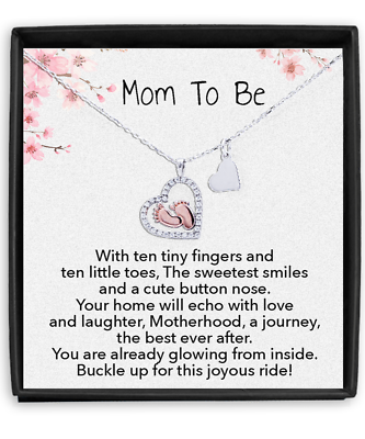 #ad Mom To Be Baby Shower Gift For 1st Time Mother Silver Rose Gold Pendant Necklace $35.95