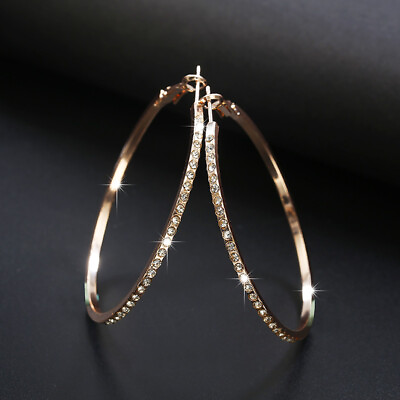 #ad Elegant 925 Silver FilledGoldRose Gold Hoop Earring Women Jewelry A Pair $2.31
