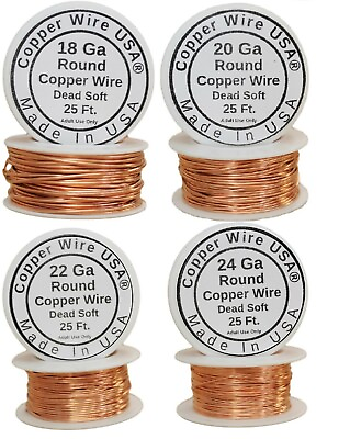 #ad Copper Wire Dead Soft for Jewelry Making 182022 and 24Ga 25 Ft Spool Each $9.95