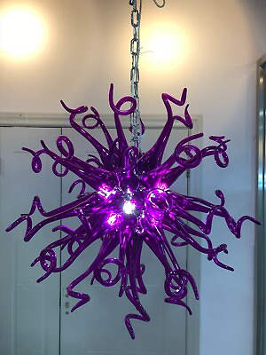 #ad Dark Purple Chandeliers Art Deco Blown Glass Chandelier Ceiling Light Fixture $399.00