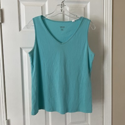 #ad Chicos Womens Size 1 Sleeveless Shirt Tank Top Pretty Blue $19.19