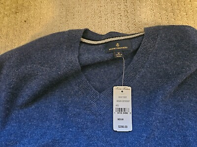 #ad Brooks Brothers Blue Cashmere V Neck Sweater Medium Never Worn $175.00