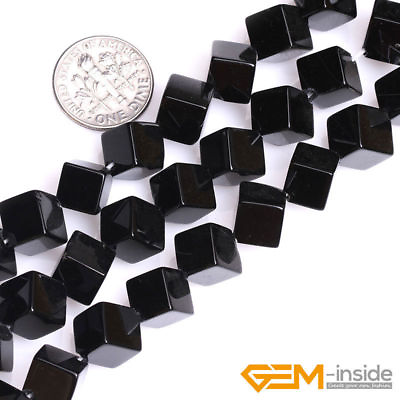#ad Natural Stone Black Onyx Agate Cube Square Loose Beads For Jewelry Making 15quot;8mm $6.86