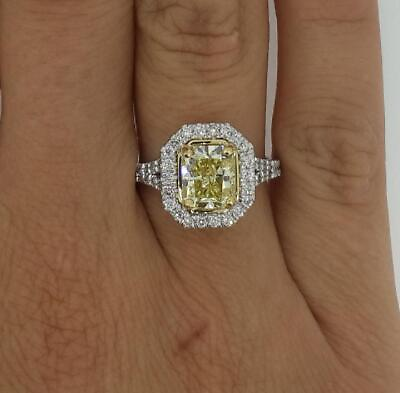#ad 3.25 Ct Split Shank Halo Radiant Cut Diamond Engagement Ring VVS2 F White Gold $11284.00