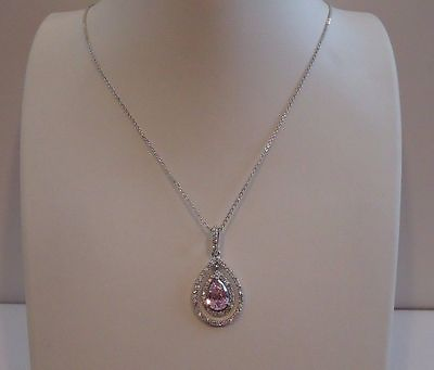 #ad 925 STERLING SILVER PENDANT NECKLACE OPEN TEAR DROP W ACCENTS SIZE 32MM BY 17MM $79.93