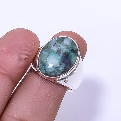 #ad Emerald Sakota Mines Gemstone Lab Created 925 Sterling Silver Ring S.8.5 R23 $20.17