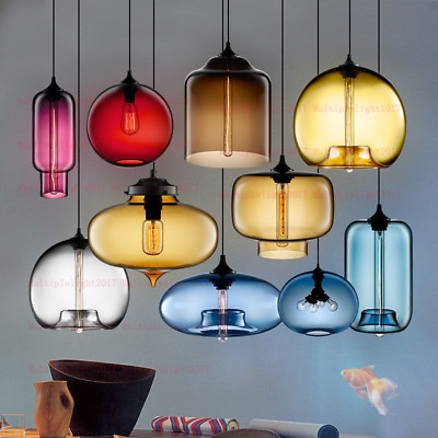 #ad Colorful Glass Pendant Lamp Vintage Chandelier Lighting Fixtures Deco Lamp $75.65