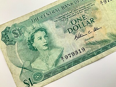 #ad 1974 Bahamas One 1 Dollar Circulated Banknote Shellfish WC Allen Y408 $9.99