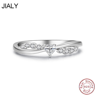 #ad JIALY Cross Heart Women European CZ S925 Sterling Silver Stackable Ring Jewelry $15.47