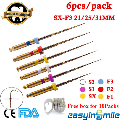 #ad 6Pcs Dental Endo Rotary Files X Pro Gold Taper NITI Root Canal Files 21 25 31MM $16.62