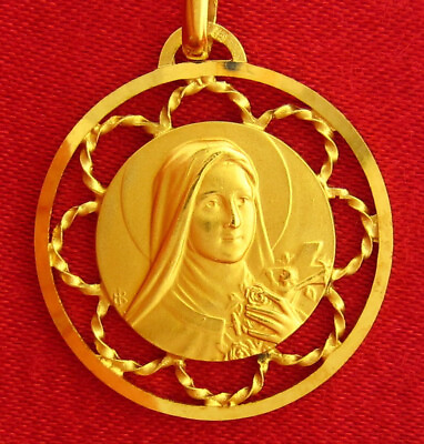 #ad Vintage SAINT THERESE Medal BASILICA OF LISIEUX Religious Ornate Pendant JB $19.99