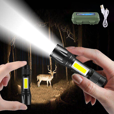 #ad XPE COB LED 3 Modes Mini Flashlight USB Rechargeable Tactical Torch Zoom Lamp US $8.26
