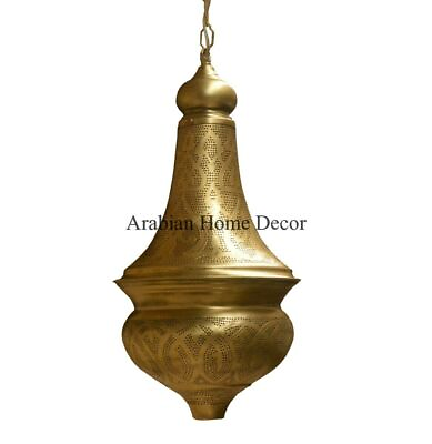 #ad Unique Handcrafted Brass Egyptian Moroccan Hanging Lamp Lantern Ceiling Light $229.00