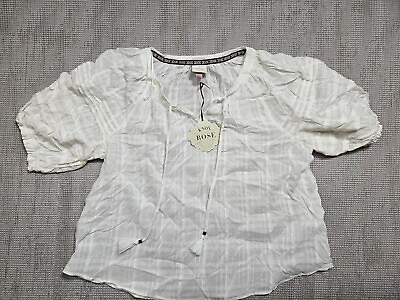 #ad Knox Rose Women#x27;s Puff Elbow Sleeve Blouse Size XXL White $17.49