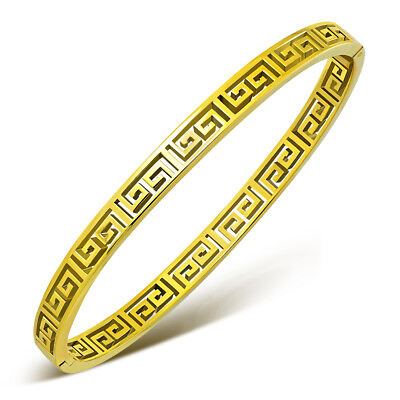#ad My Daily Styles Womens Stainless Steel Greek Key Cuff Bracelet $19.99