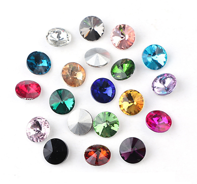 #ad 100pcs Glass Crystal Rhinestone Color Rivoli Strass Jewels stones $7.99