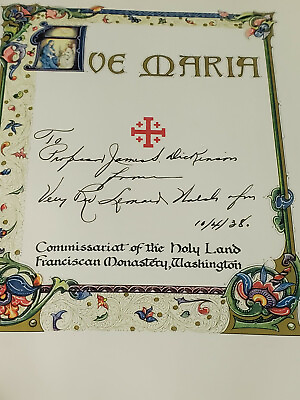 #ad SIGNED Ave Maria Book 1936 Holy Land Franciscan Monastery Illuminated $59.95