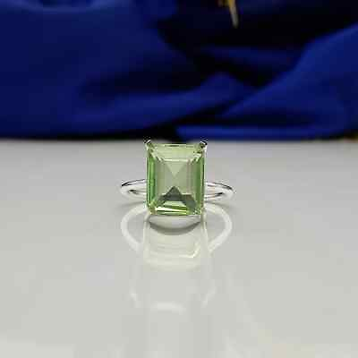 #ad Fine Green Amethyst Gemstone 925 Sterling Silver Handmade Ring All Size K 21 $13.84