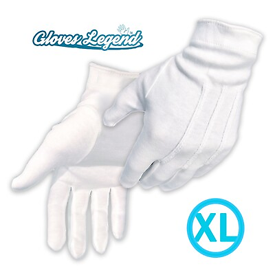 #ad XL 3 Pairs 100% White Cotton Marching Band Parade Formal Dress Costume Gloves $11.95