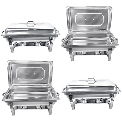 #ad Chafing Dish Buffet Set 4 Pack 8QT Stainless Steel Chafer for Catering $95.99