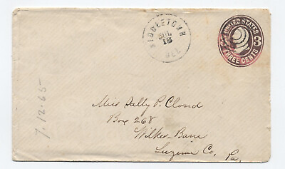 #ad 1860s 3ct pink PSE Middletown DE to Wilkes Barre PA S.3520 $4.00