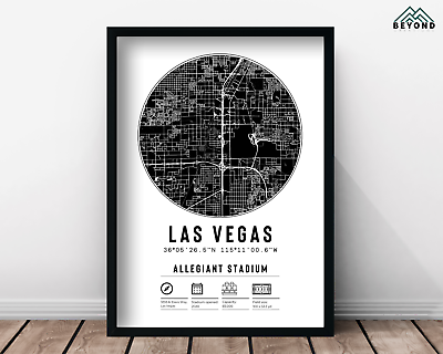 #ad Las Vegas Raiders Allegiant Stadium Minimalist Map Print Poster NFL Sport Gift $59.99