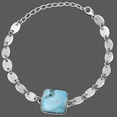 #ad Natural Larimar Dominican Republic 925 Sterling Silver Bracelet Jewelry B 1044 $26.99