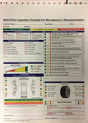 #ad Multi Point Vehicle Automotive Inspection Forms • #7291 • Qty. 250 • 2 Part $44.00