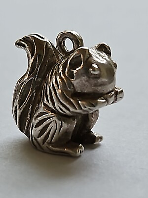 #ad Sterling Silver Squirrel Eating a Nut Animal Charm SOLID quot;CARTOONISHquot; VINTAGE $12.99