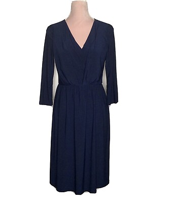 #ad Gilli Classic LBD Blue Dress Elegant M Flattering V Neck Long Sleeves Gorgeous C $44.00
