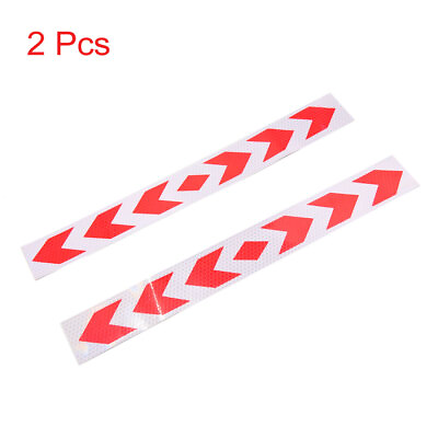 #ad 2Pcs Red White Arrows Pattern Car Reflective Sticker Safety Warning Tape Decals $7.98
